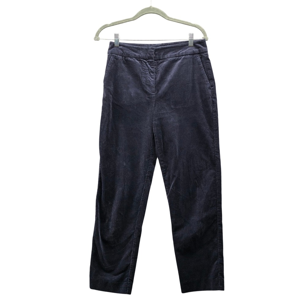Boden High Rise Corduroy Pants Navy Blue Straight Leg Trousers Womens 2R Preppy